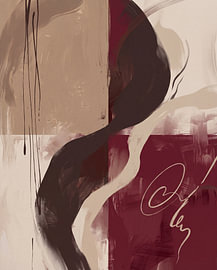 Mehrschichtige Abstraktion in Burgunderrot und Beige von Your unique art