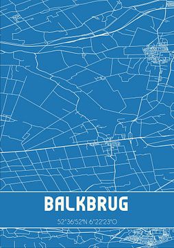 Blaupause | Karte | Balkbrug (Overijssel) von Rezona
