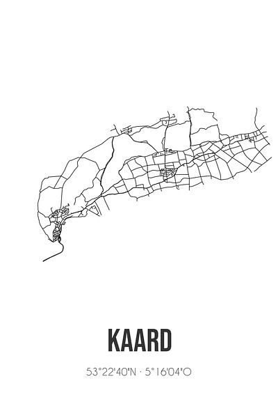 Kaard (Fryslan) | Map | Black and white by Prints of Place