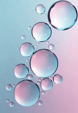 Collectie transparante bellen met roze en blauw kleurverloop Ba