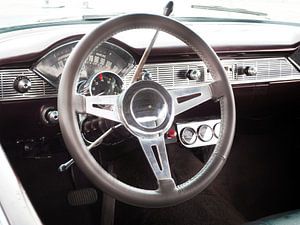 Volant d'une voiture américaine ancienne Bel Air 1956