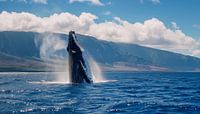 Whale in the water panorama