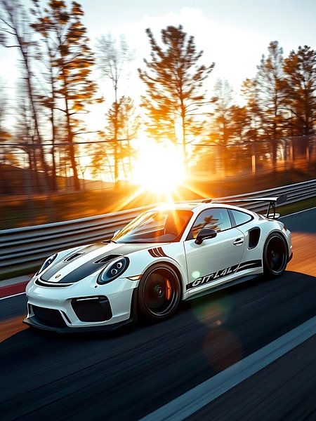 Porsche 911 GT3 RS Weiß-schwarz gestreift Sunset 2 von MIROKKU
