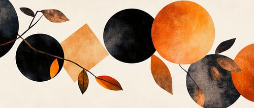 Abstracte compositie in bruin en zwart