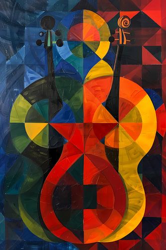 Abstract viool in Kleurrijk geometrische vormen