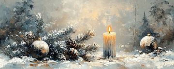 Kerstkaars | Sfeervolle Kaars Kerststijl van Kunst Kriebels