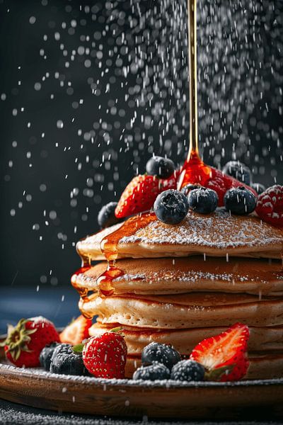 Pancakes with berries and syrup by Poster Art Shop