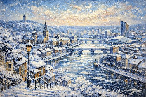 Luik, België, een impressionistisch schilderij.