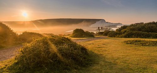 Zonsopgang in Cuckmere Haven en de Seven Sisters