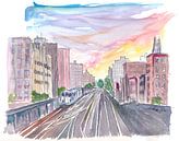 Skyline van New York met rails en metro van Markus Bleichner thumbnail