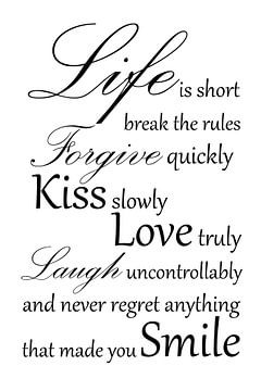Tekst | Life is short | Wit van Sandra Hazes