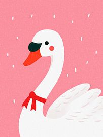 Whimsical Swan Illustration – Charming Folk Art by StudioRemier