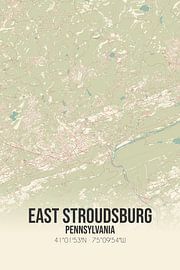Vintage landkaart van East Stroudsburg (Pennsylvania), USA. van Stad & Wand