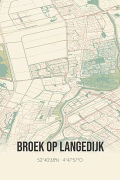 Vintage landkaart van Broek op Langedijk (Noord-Holland) van Rezona