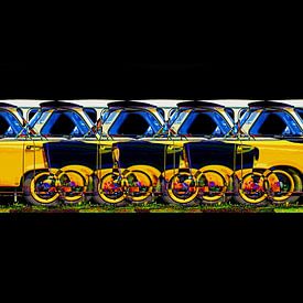 Meerdere versies van een Trabi van Leopold Brix