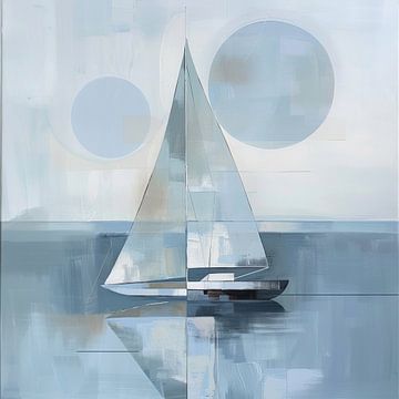 Geometrisch zeilen - Moderne zeilbootkunstwerken voor zeilliefhebbers van Poster Art Shop