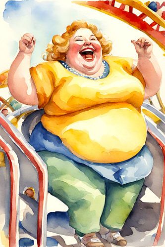 cosy lady having fun at the fair