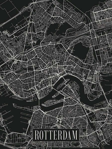 City map Rotterdam - City - Dark variant - South Holland Map by Locus Studio