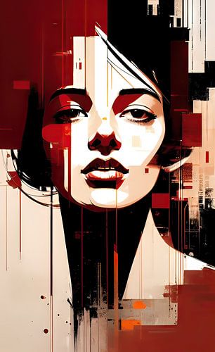 Carmine in sepia, black and red