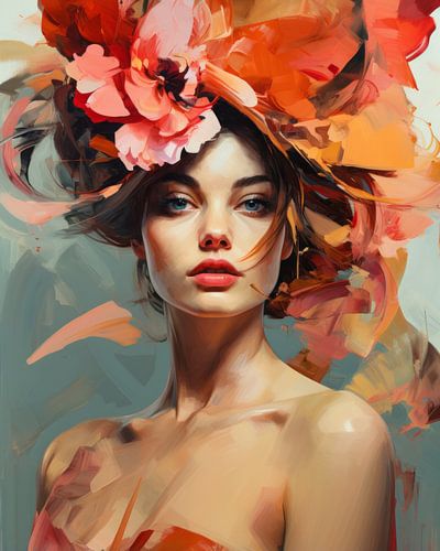 Buntes Porträt "Blumenmädchen"