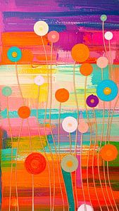 Modern und abstrakt. Buntes und fröhliches Blumenfeld