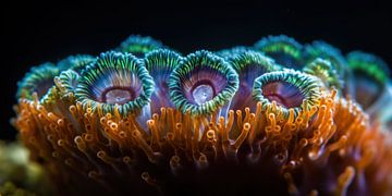 Light blue mushroom coral art by Surreal Media