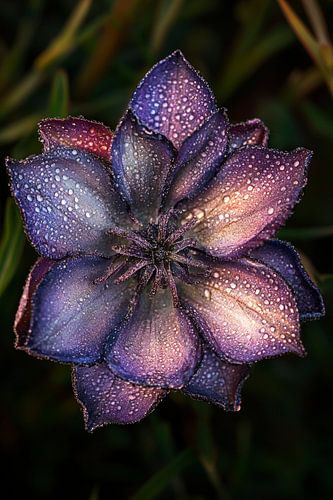 Fleur met dauw in zacht licht
