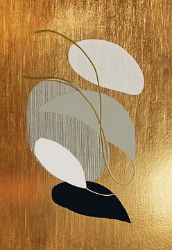 Japandi / Wabi-Sabi collage kunst:  Organisch en Goud van Studio Pieternel