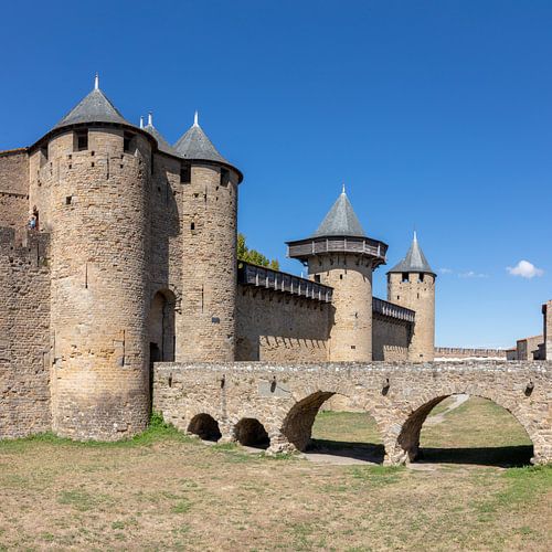 Bridge of castle in the ancient city of Carcassonne in France