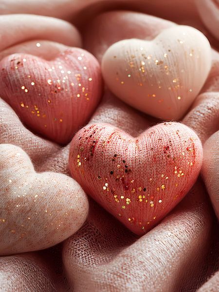 Pink wool hearts by haroulita