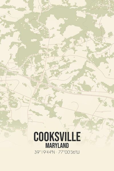 Vintage landkaart van Cooksville (Maryland), USA. van Stad & Wand