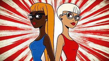 Models in stylish dresses and glasses by Frank Heinz