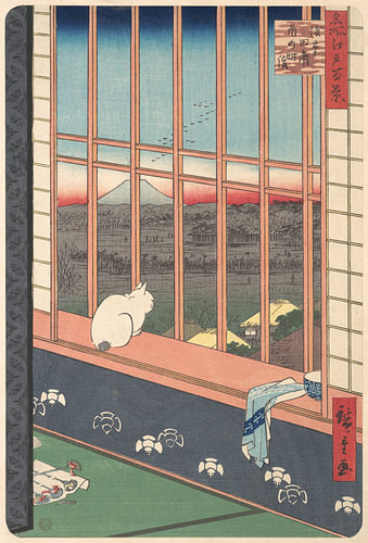 Des fêtards rentrent du festival de Tori no Machi - Hiroshige - 1857