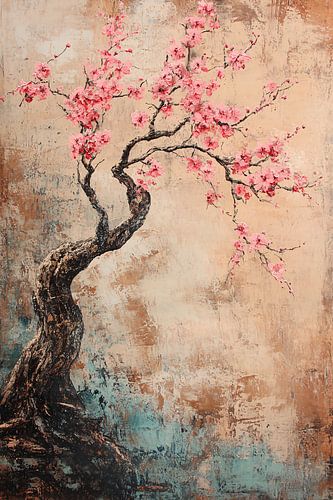 Abstracte kersenboom in bloesem