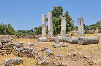 Ruins of ancient Messene with Doric columns