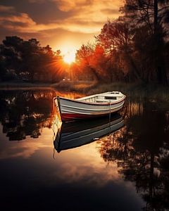Boot im Herbst auf dem See