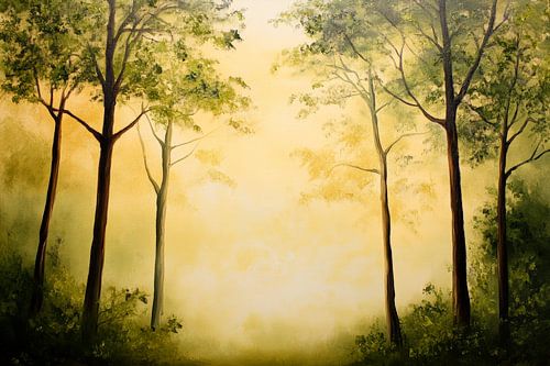 Mystiek bos in zacht licht