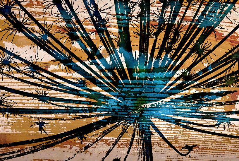 Berenklauw blauw op hout van Jack Schoneveld