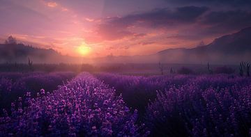 Lavendel onder de ochtendzon van fernlichtsicht