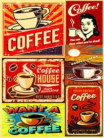vintage coffee poster by nayyara art