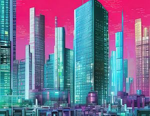 Paysage urbain coloré et futuriste 2 sur Leo Luijten