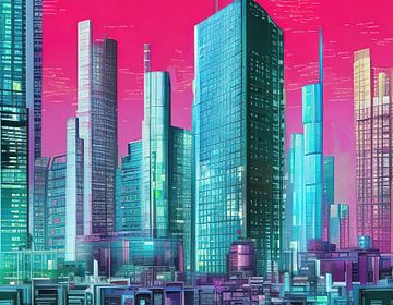 Paysage urbain coloré et futuriste 2