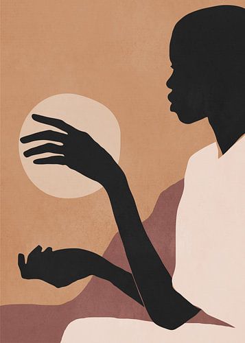 Minimale abstrakte Kunst Sonnenuntergang Mädchen