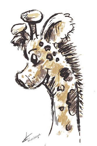 Kunst op de kinderkamer Vrolijke illustratie van een giraffe