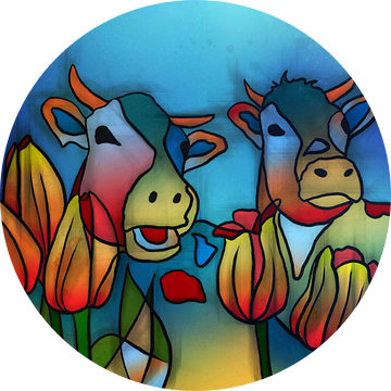 Koeien en Tulpen van Yolanda Bruggeman