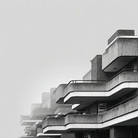 Minimalist Brutalist Architecture in Mist