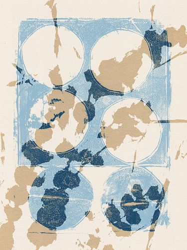 Abstract botanisch. Bloemen en bladeren in pastelkleuren.