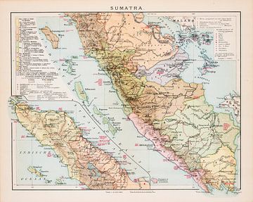 Vintage kaart Sumatra van Studio Wunderkammer