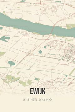 Vintage landkaart van Ewijk (Gelderland) van Rezona