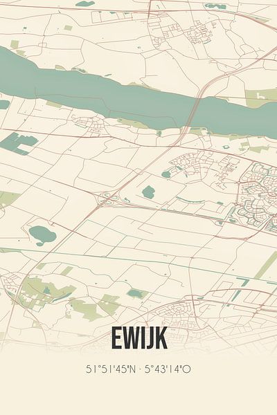 Vintage map of Ewijk (Gelderland) by Prints of Place